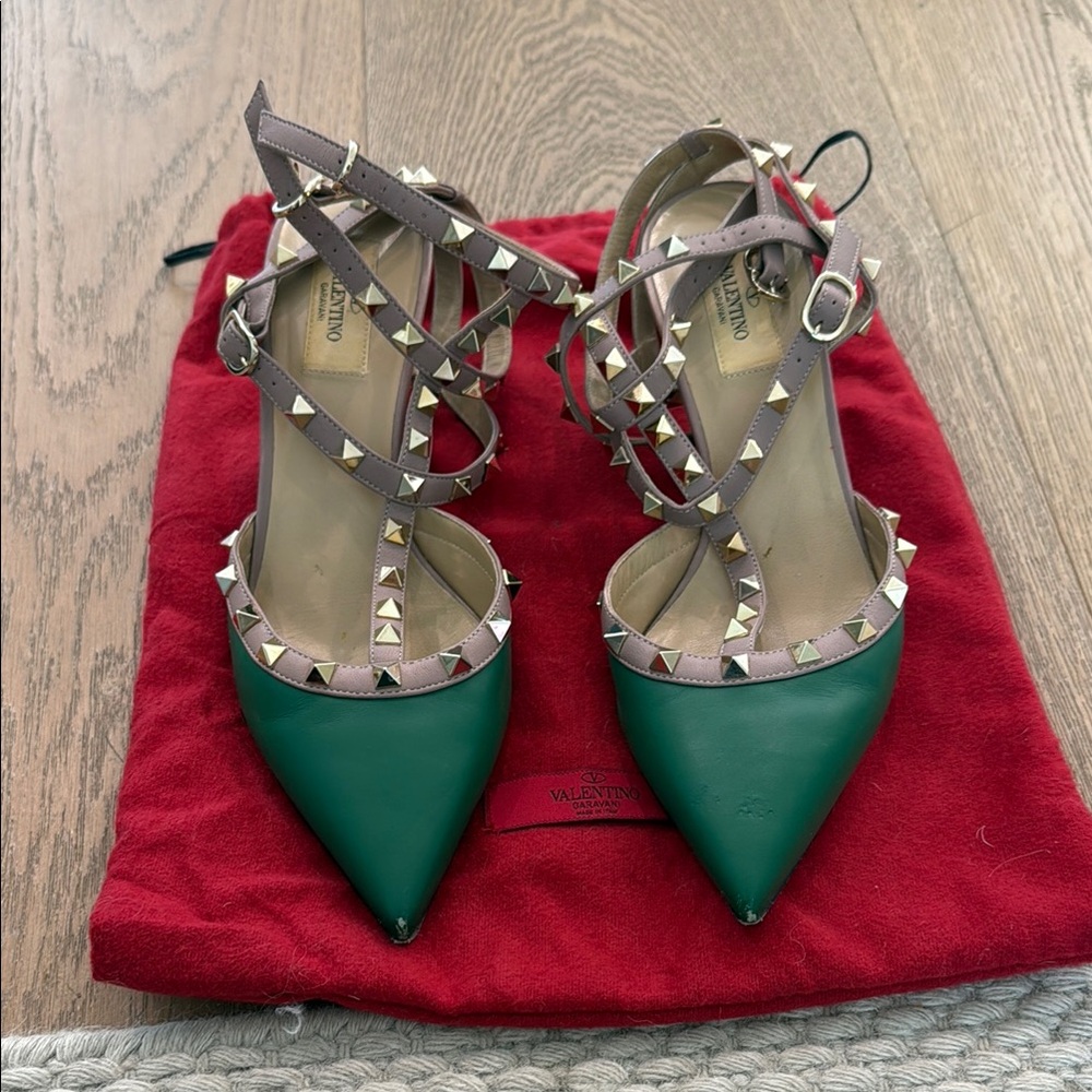 Valentino Green Studded Women's Shoes